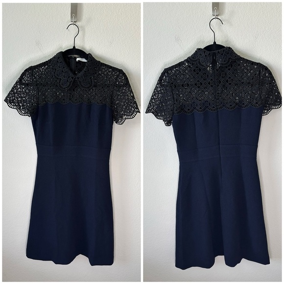 Sandro Iberia Embellished Lace Inset
Dress In Deep Navy SZ EU 36, US 4, S - Picture 3 of 11